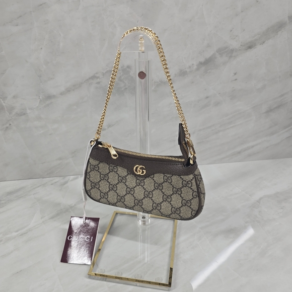 Gucci Beige and Brown Shoulder Bag with Gold Accents - Picture 1 of 13